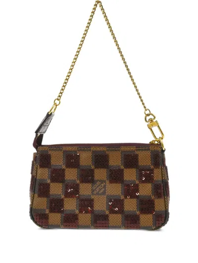 Pre-owned Louis Vuitton 2013 Damier Piet Mini Pochette Accessoires Handbag In 褐色
