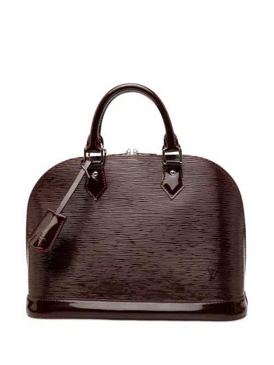 Pre-owned Louis Vuitton 2013 Electric Epi Alma Pm Satchel In Purple