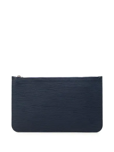 Pre-owned Louis Vuitton 2013 Epi Neverfull Pouch In Blue