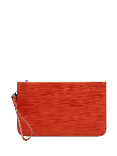 Pre-owned Louis Vuitton 2013 Epi Neverfull Pouch In Orange