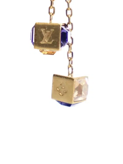 Pre-owned Louis Vuitton 2013 Gold Plated Crystal Gamble Drop Earrings And Necklace Set Costume Earrings