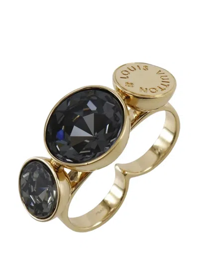 Pre-owned Louis Vuitton 2013 Gold Plated Over The Rainbow Sparkling Double Finger Twist Band Ring Costume Ring