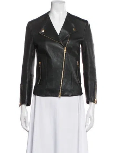 Pre-owned Louis Vuitton 2013 Leather Biker Jacket In Black