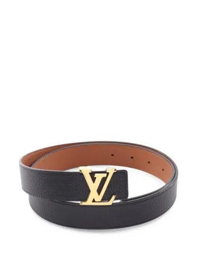 Pre-owned Louis Vuitton 2013 Lv Initials Madeleine Reversible Belt In Black