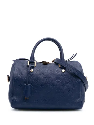 Pre-owned Louis Vuitton 2013 Monogram Empreinte Speedy Bandouliere 25 Satchel In Blue