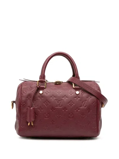 Pre-owned Louis Vuitton 2013 Monogram Empreinte Speedy Bandouliere 25 Satchel In Red