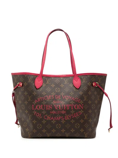 Pre-owned Louis Vuitton 2013 Monogram Ikat Neverfull Mm Tote Bag In Brown