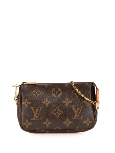 Pre-owned Louis Vuitton 2013 Monogram Mini Pochette Accessoires Handbag In Brown