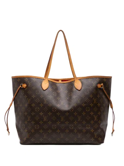 Pre-owned Louis Vuitton 2013 Monogram Neverfull Gm Tote Bag In Brown