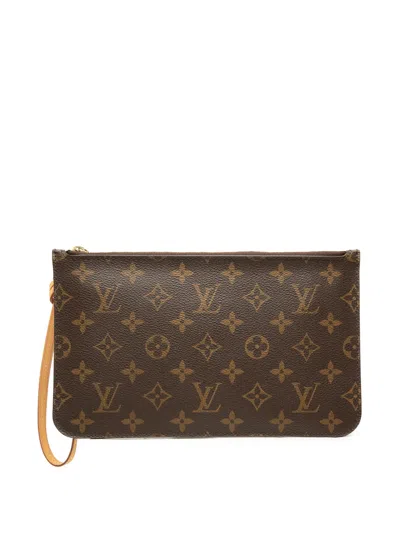 Pre-owned Louis Vuitton 2013 Monogram Neverfull Mm Pouch In Brown