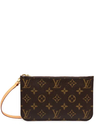 Pre-owned Louis Vuitton 2013 Monogram Neverfull Pochette Pm Pouch In Brown