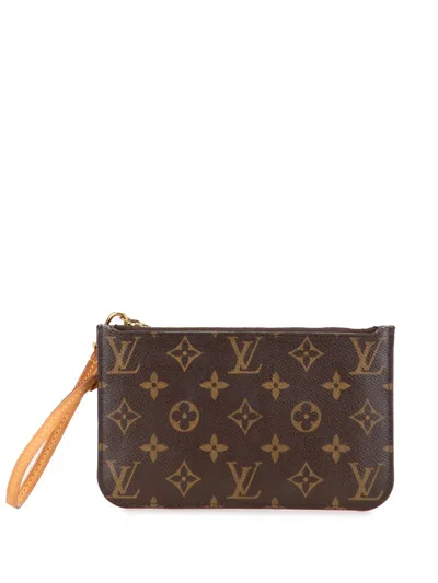 Pre-owned Louis Vuitton 2013 Monogram Neverfull Pochette Pouch In Brown