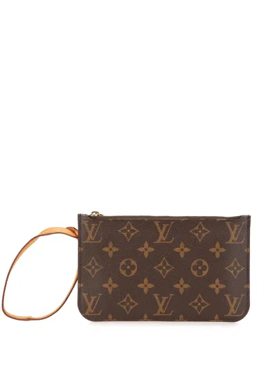 Pre-owned Louis Vuitton 2013 Monogram Neverfull Pouch In Brown