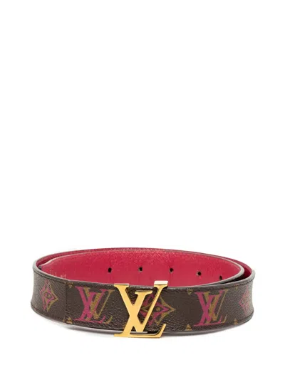 Pre-owned Louis Vuitton 2013 Monogram Rainbow Lv Initiales Reversible Belt In Brown