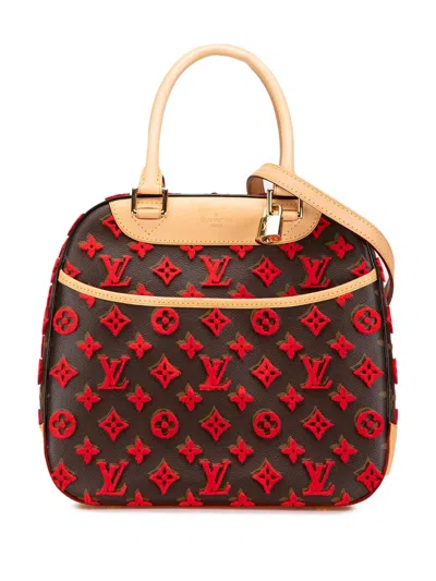 Pre-owned Louis Vuitton 2013 Monogram Tuffetage Deauville Cube Handbag In 红色