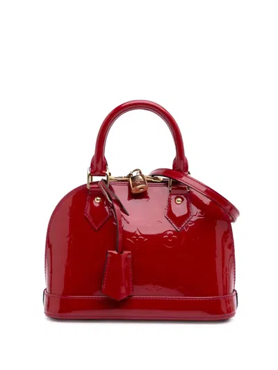 Pre-owned Louis Vuitton 2013 Monogram Vernis Alma Bb Satchel In Red