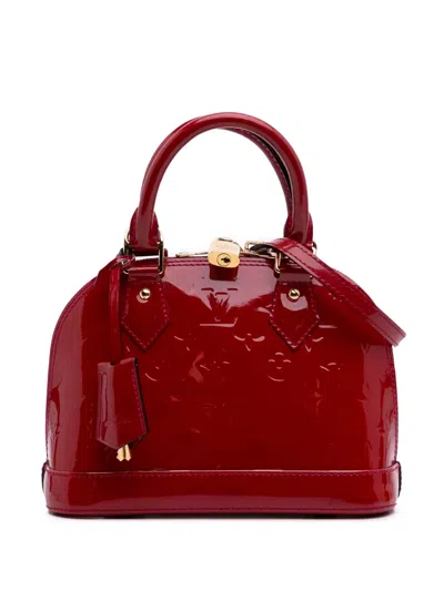 Pre-owned Louis Vuitton 2013 Monogram Vernis Alma Bb Satchel In Red