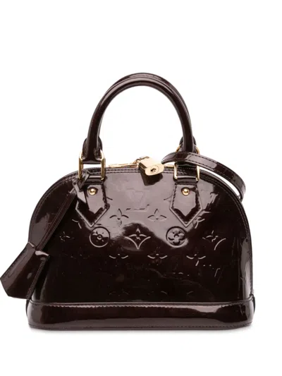 Pre-owned Louis Vuitton 2013 Monogram Vernis Alma Bb Satchel In Purple