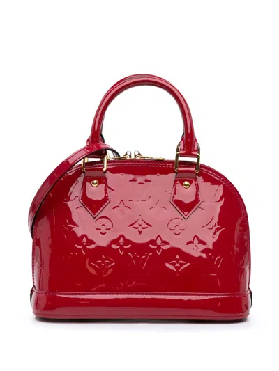 Pre-owned Louis Vuitton 2013 Monogram Vernis Alma Bb Satchel In Red