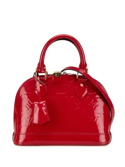 Pre-owned Louis Vuitton 2013 Monogram Vernis Alma Bb Satchel In Red