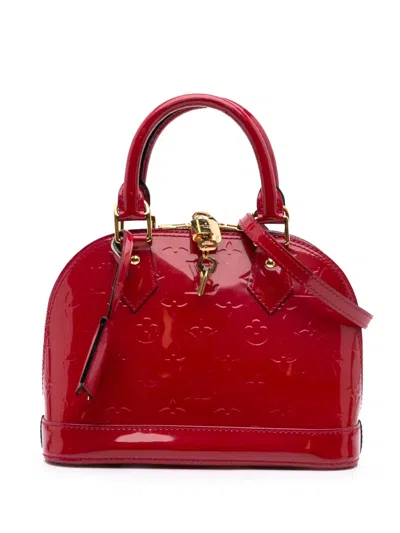 Pre-owned Louis Vuitton 2013 Monogram Vernis Alma Bb Satchel In Red