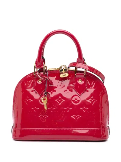 Pre-owned Louis Vuitton 2013 Monogram Vernis Alma Bb Satchel In Red
