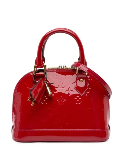 Pre-owned Louis Vuitton 2013 Monogram Vernis Alma Bb Satchel In Red