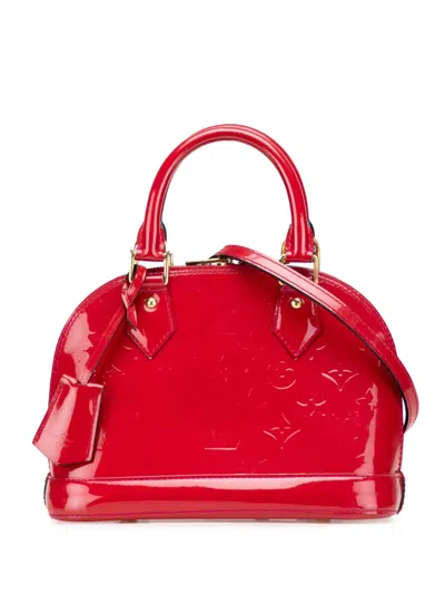 Pre-owned Louis Vuitton 2013 Monogram Vernis Alma Bb Satchel In Red