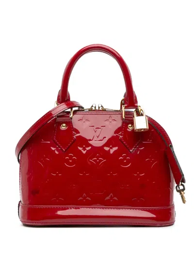 Pre-owned Louis Vuitton 2013 Monogram Vernis Alma Bb Satchel In Red