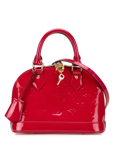 Pre-owned Louis Vuitton 2013 Monogram Vernis Alma Bb Satchel In Red