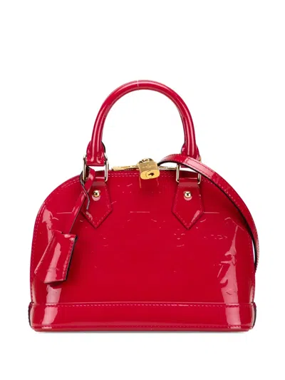Pre-owned Louis Vuitton 2013 Monogram Vernis Alma Bb Satchel In Red
