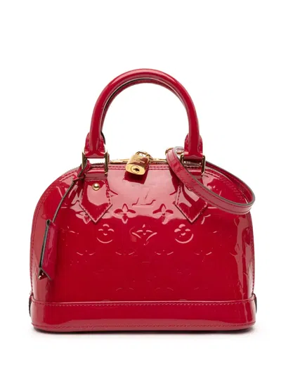 Pre-owned Louis Vuitton 2013 Monogram Vernis Alma Bb Satchel In Red