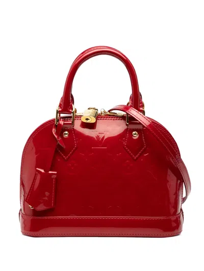 Pre-owned Louis Vuitton 2013 Monogram Vernis Alma Bb Satchel In Red