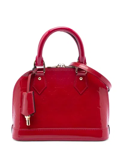 Pre-owned Louis Vuitton 2013 Monogram Vernis Alma Bb Satchel In Red