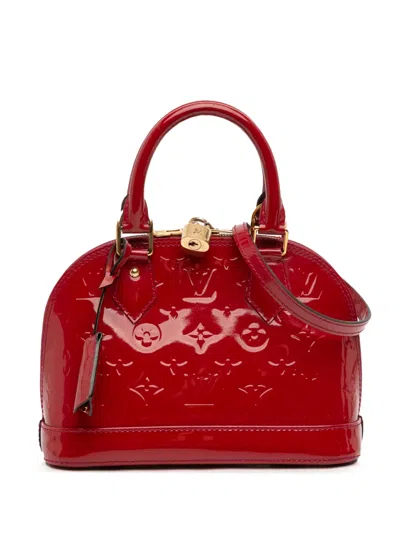 Pre-owned Louis Vuitton 2013 Monogram Vernis Alma Bb Satchel In Red