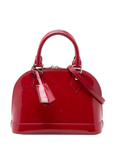 Pre-owned Louis Vuitton 2013 Monogram Vernis Alma Bb Satchel In Red