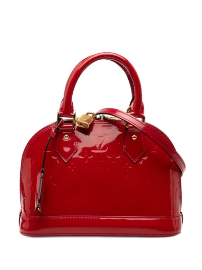 Pre-owned Louis Vuitton 2013 Monogram Vernis Alma Bb Satchel In Red