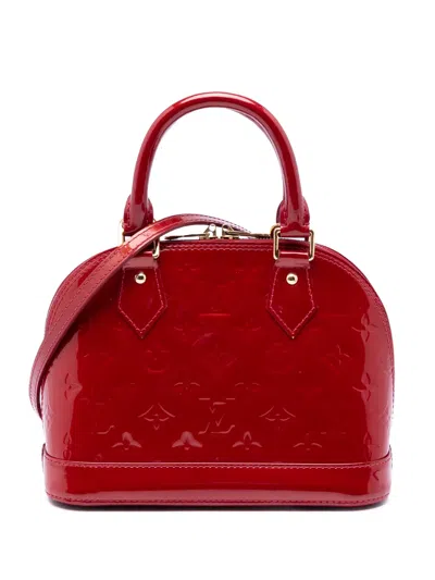 Pre-owned Louis Vuitton 2013 Monogram Vernis Alma Bb Satchel In Red