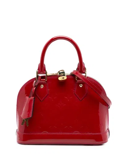 Pre-owned Louis Vuitton 2013 Monogram Vernis Alma Bb Satchel In Red