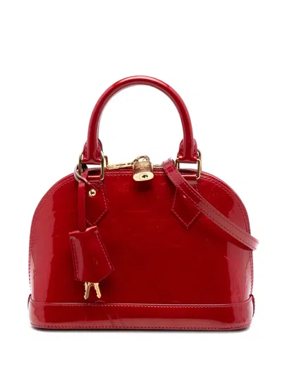 Pre-owned Louis Vuitton 2013 Monogram Vernis Alma Bb Satchel In Red