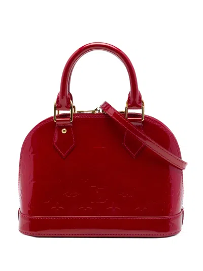 Pre-owned Louis Vuitton 2013 Monogram Vernis Alma Bb Satchel In Red