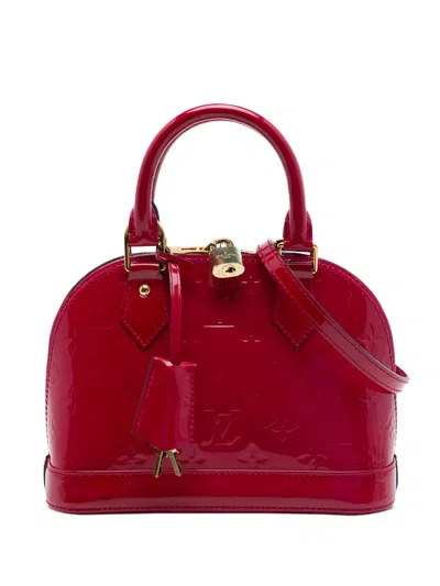 Pre-owned Louis Vuitton 2013 Monogram Vernis Alma Bb Satchel In Red