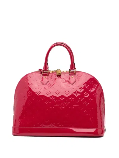 Pre-owned Louis Vuitton 2013 Monogram Vernis Alma Gm Handbag In Red