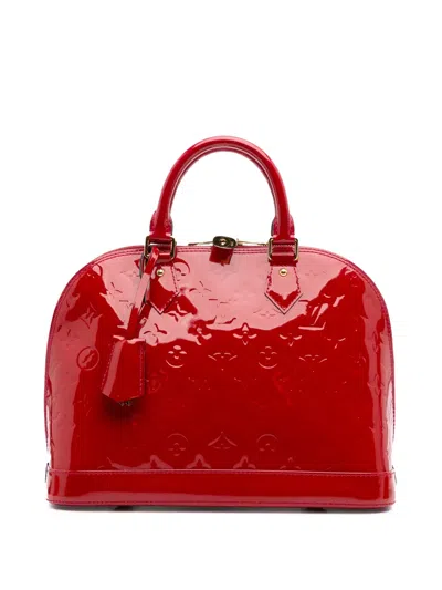 Pre-owned Louis Vuitton 2013 Monogram Vernis Alma Pm Handbag In Red