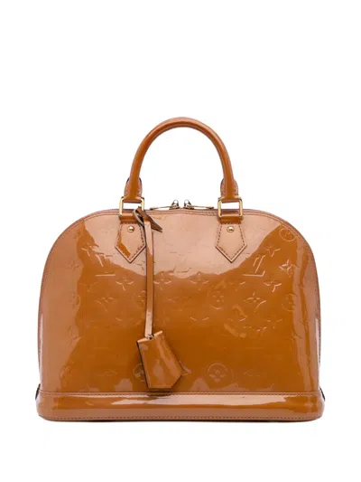 Pre-owned Louis Vuitton 2013 Monogram Vernis Alma Pm Handbag In Brown