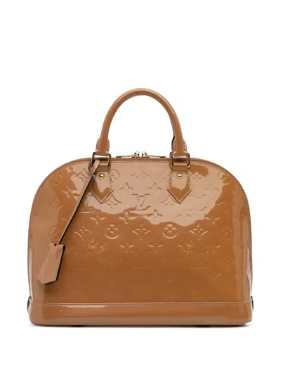 Pre-owned Louis Vuitton 2013 Monogram Vernis Alma Pm Handbag In Brown