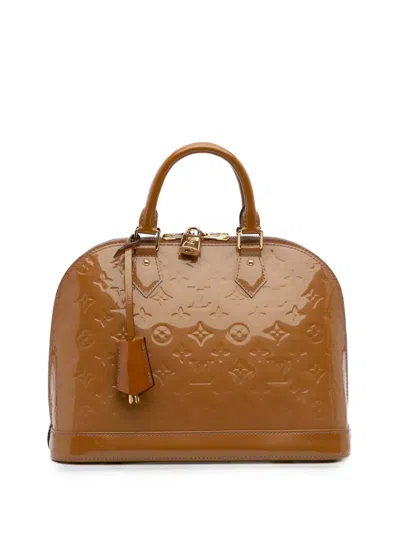 Pre-owned Louis Vuitton 2013 Monogram Vernis Alma Pm Handbag In Brown
