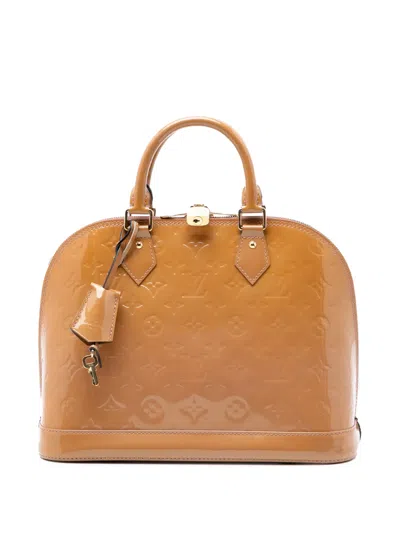 Pre-owned Louis Vuitton 2013 Monogram Vernis Alma Pm Handbag In Brown