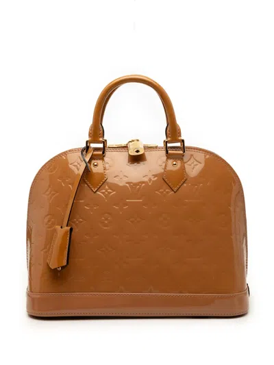 Pre-owned Louis Vuitton 2013 Monogram Vernis Alma Pm Handbag In Brown