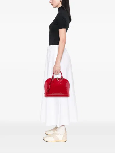 Pre-owned Louis Vuitton 2013 Monogram Vernis Alma Pm Handbag In Red